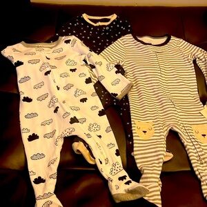 3 pack Cloud Island gender neutral footies 3-6months